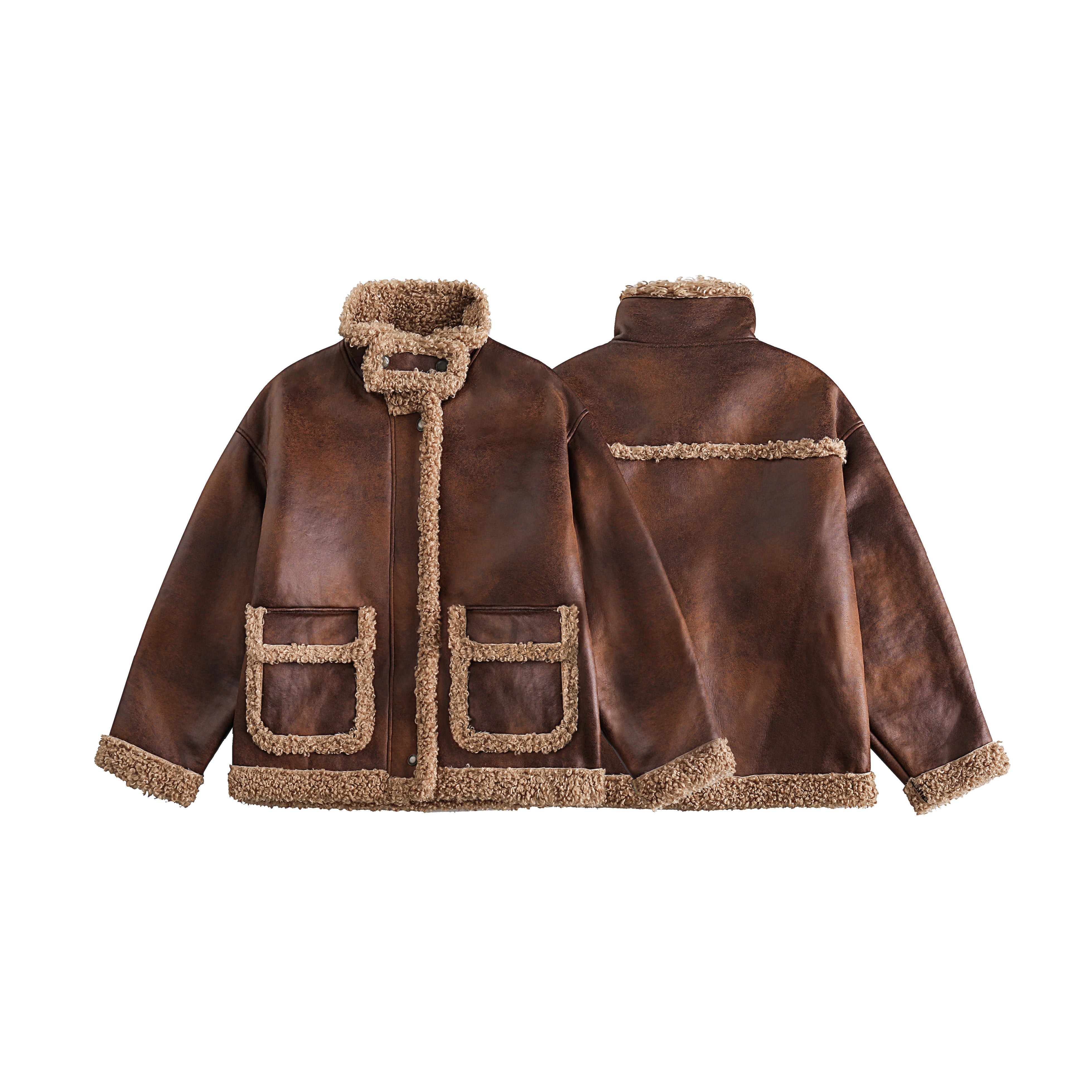 Rustfield | Faux Shearling Lined Aviator Jacket