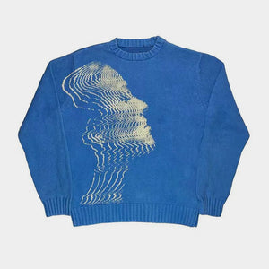 Echoed Visions | Abstract Face Art Sweater - Santo