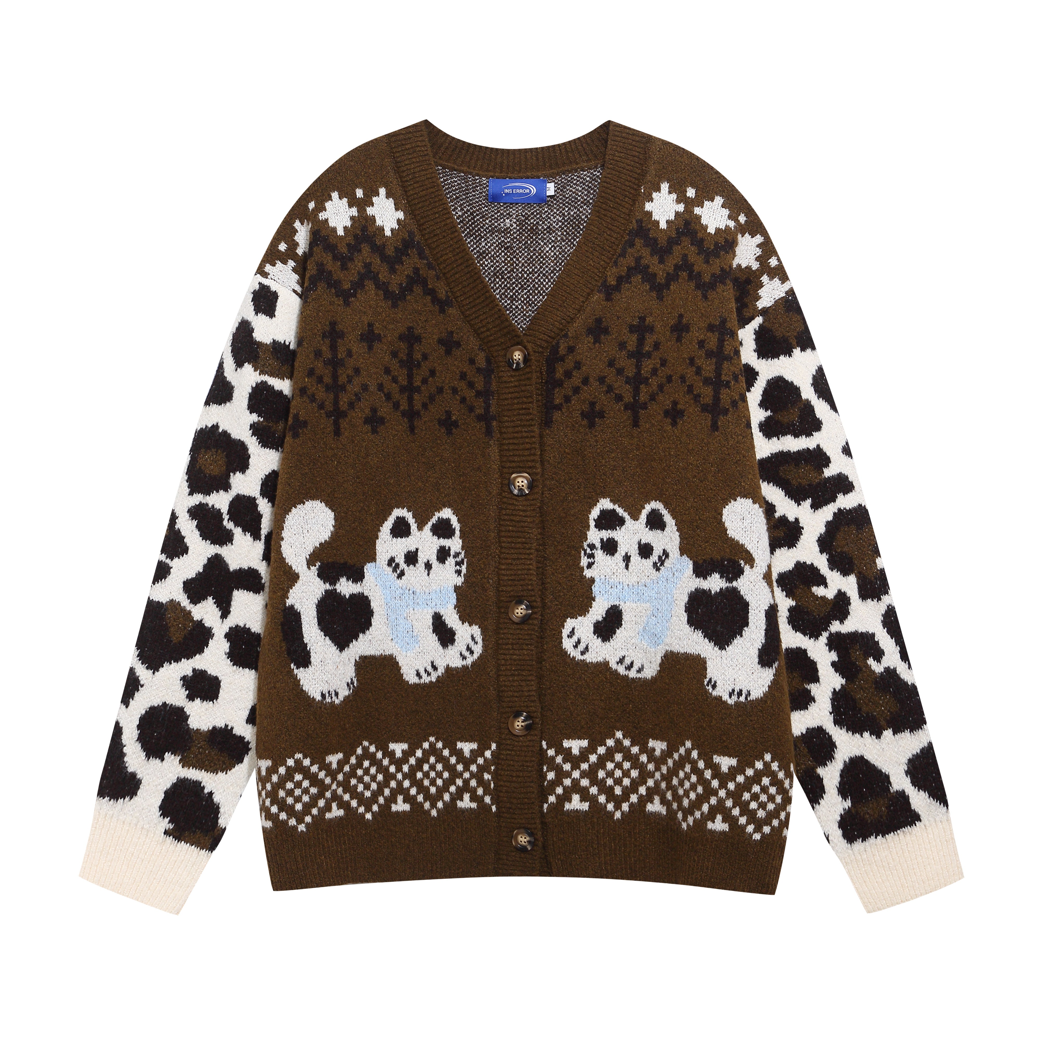 Snow Pup | Playful Pup Print Knit Cardigan