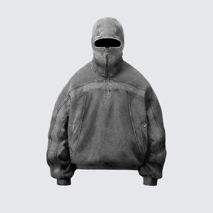 Vintage Washed Pullover | Spliced Streetwear Essential Hoodie - Santo