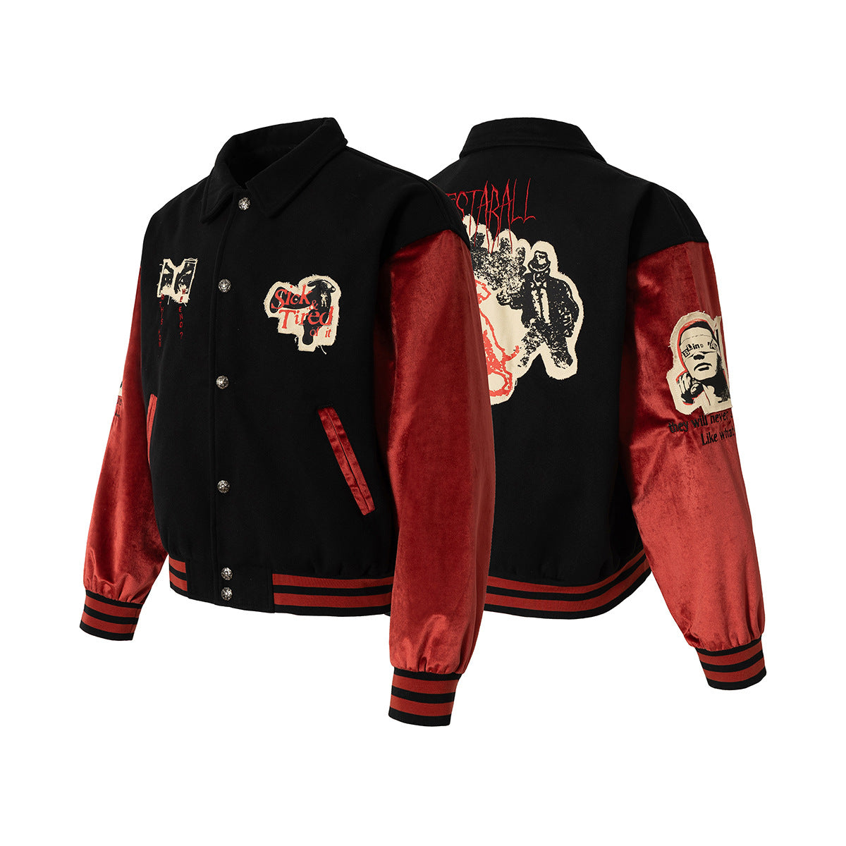 Casual Loose Fit Streetwear | Colorblock Patchwork Jacket - Santo