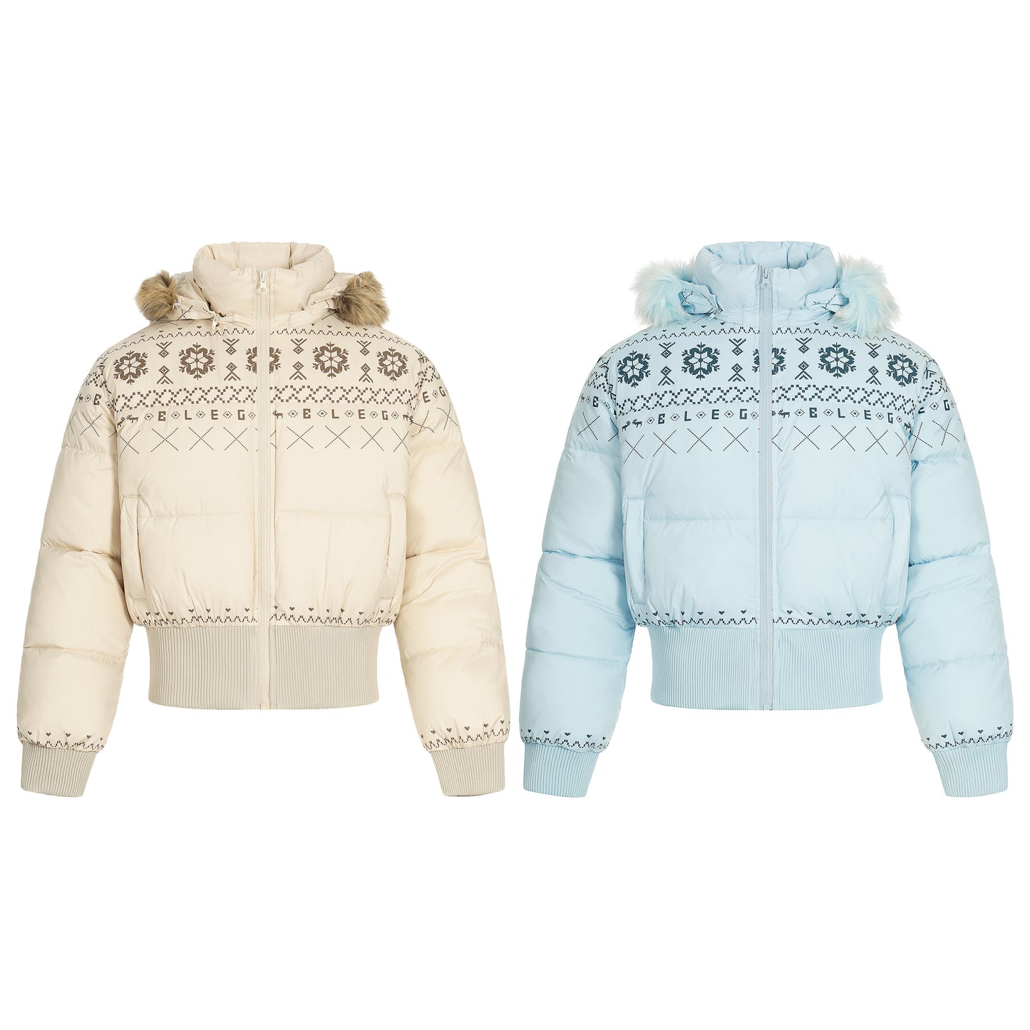 Glacier Bloom | Nordic Embroidered Hooded Puffer - Santo
