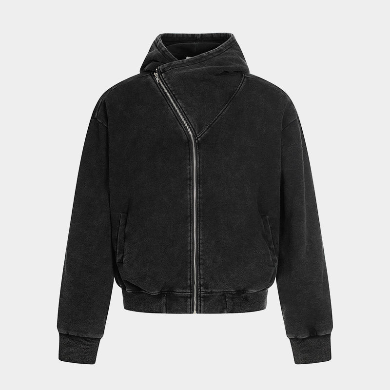 Asymmetry | Washed Zip Up Hoodie