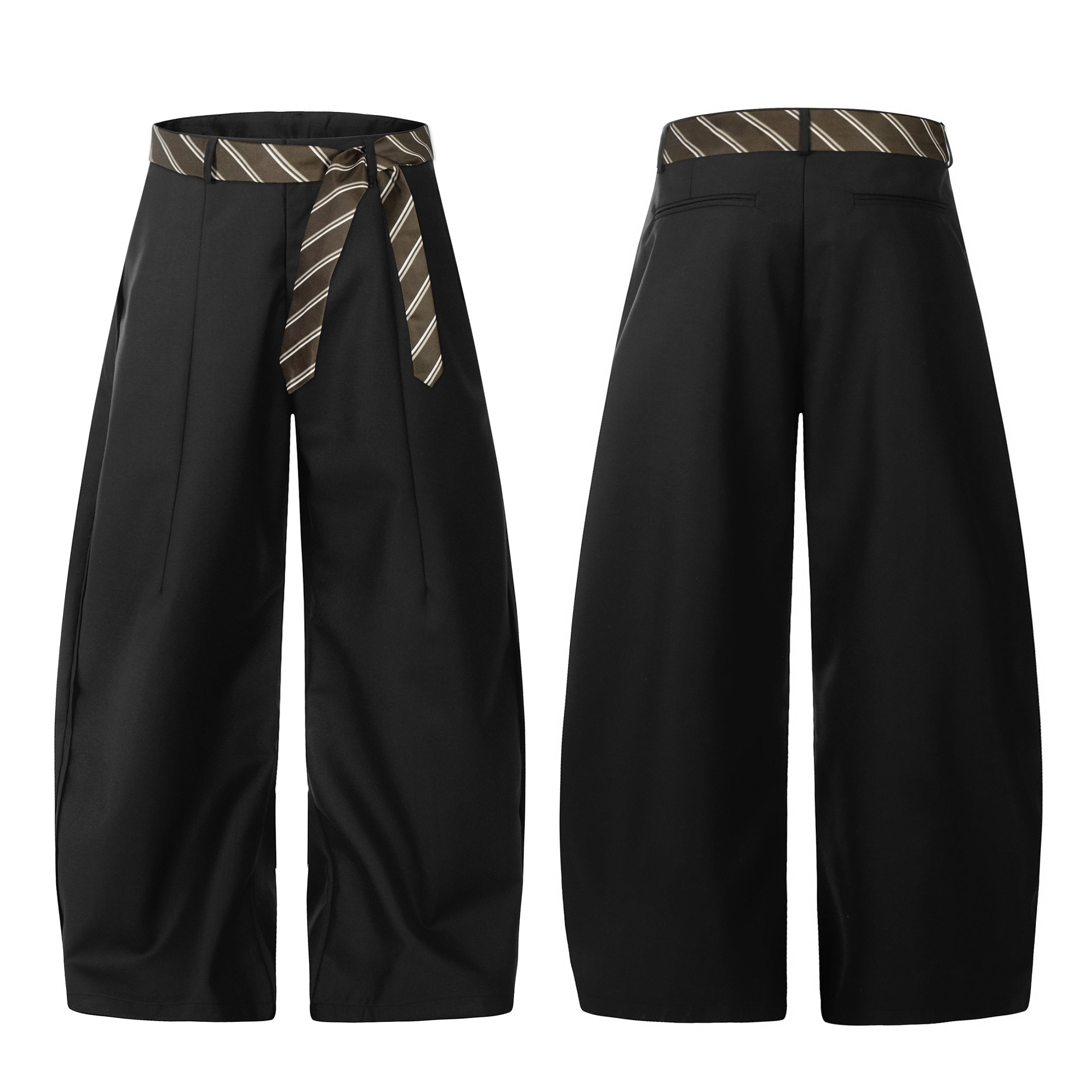 Pinstripe Twist | Belted Tailored Trousers