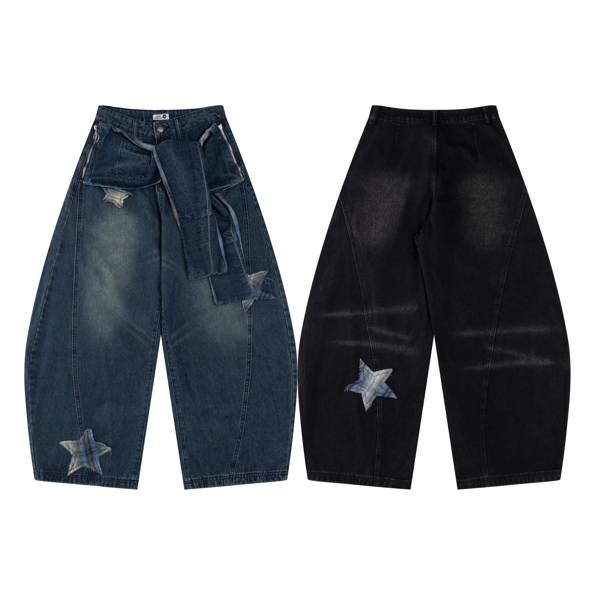 Starry Stitch | Denim Wide-Leg Pants