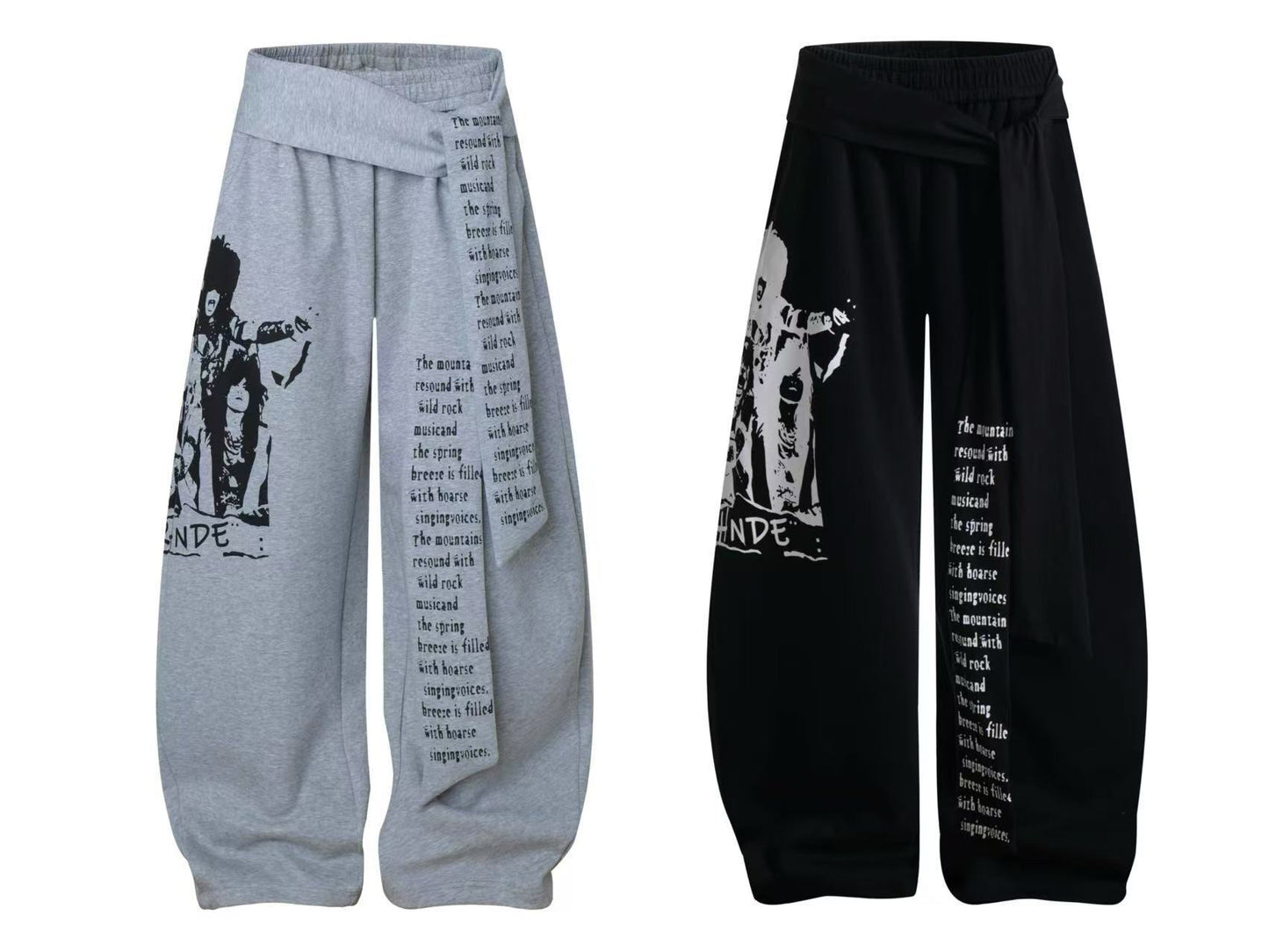 Stage Riot | Wide-Leg Printed Drawstring Pants
