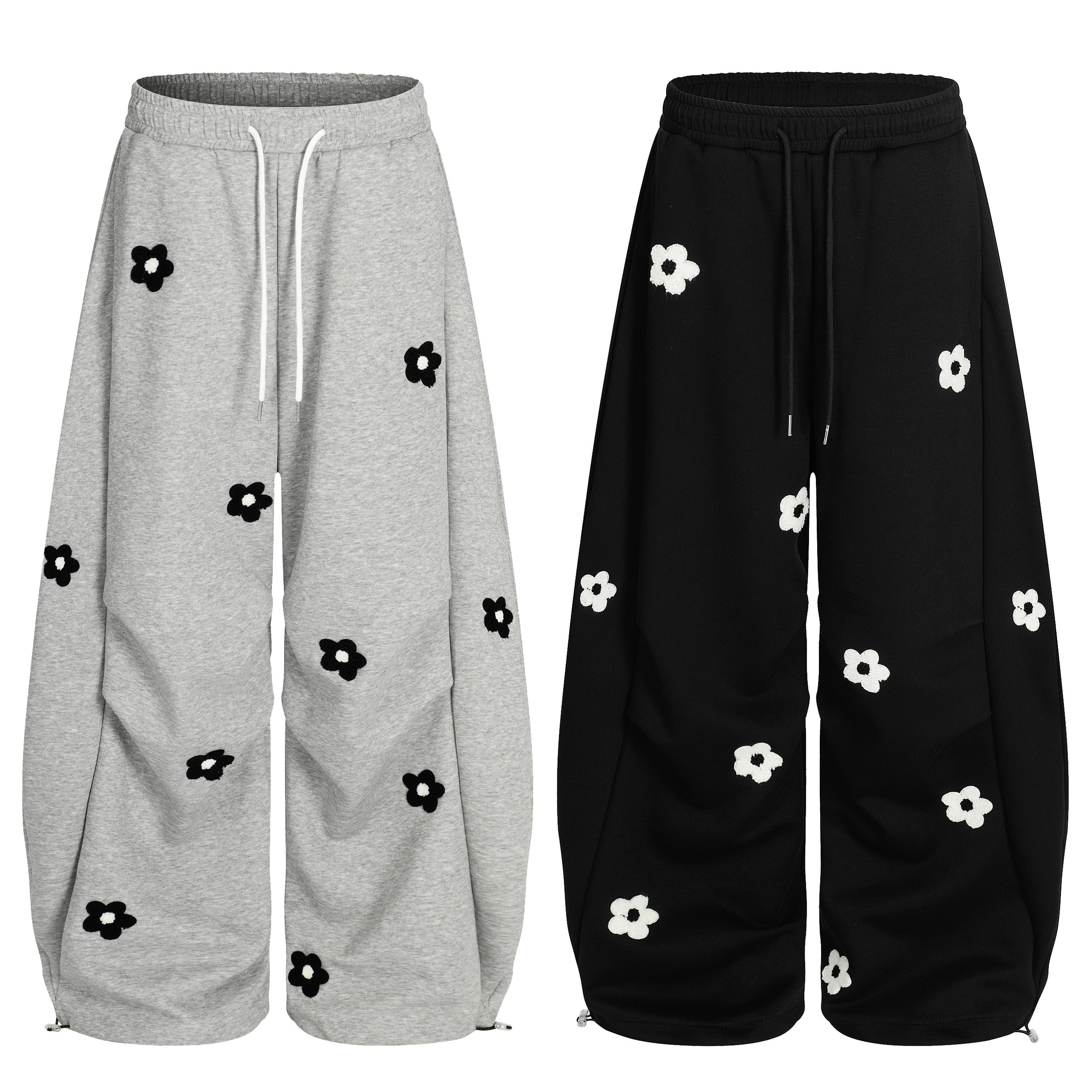 Petal Pockets | Floral Fleece Wide-Leg Pants