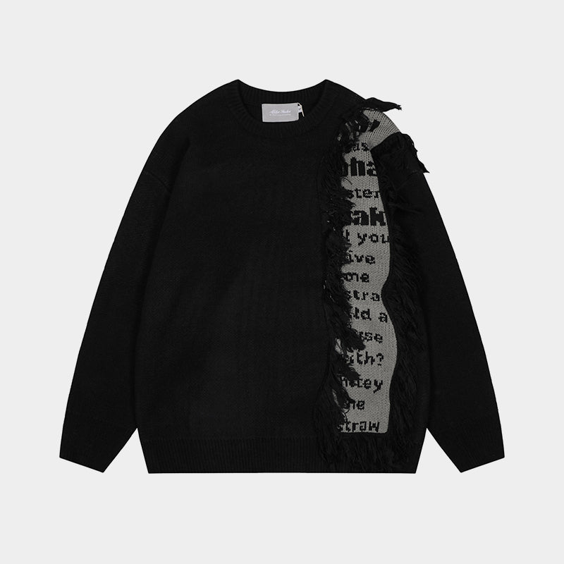 Tassel Groove | Textured Patchwork Sweater - Santo