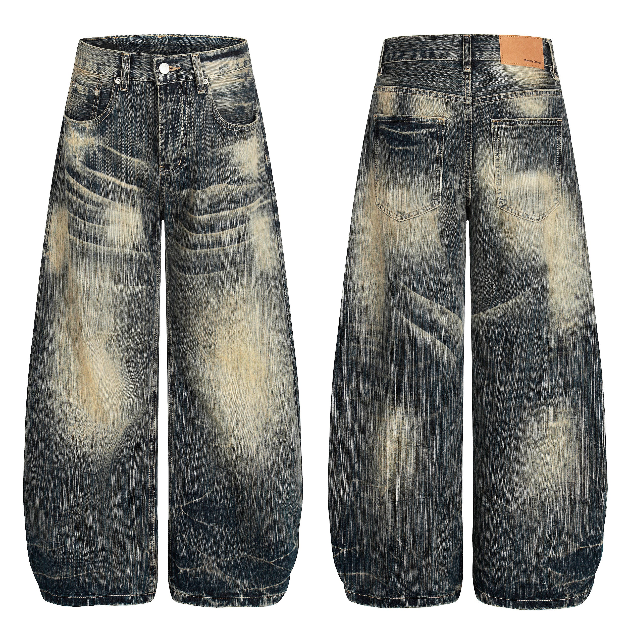 Echo Fade | Distressed Wash Wide-Leg Jeans
