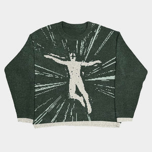 Leaping Boundaries | Abstract Art Knit Sweater - Santo