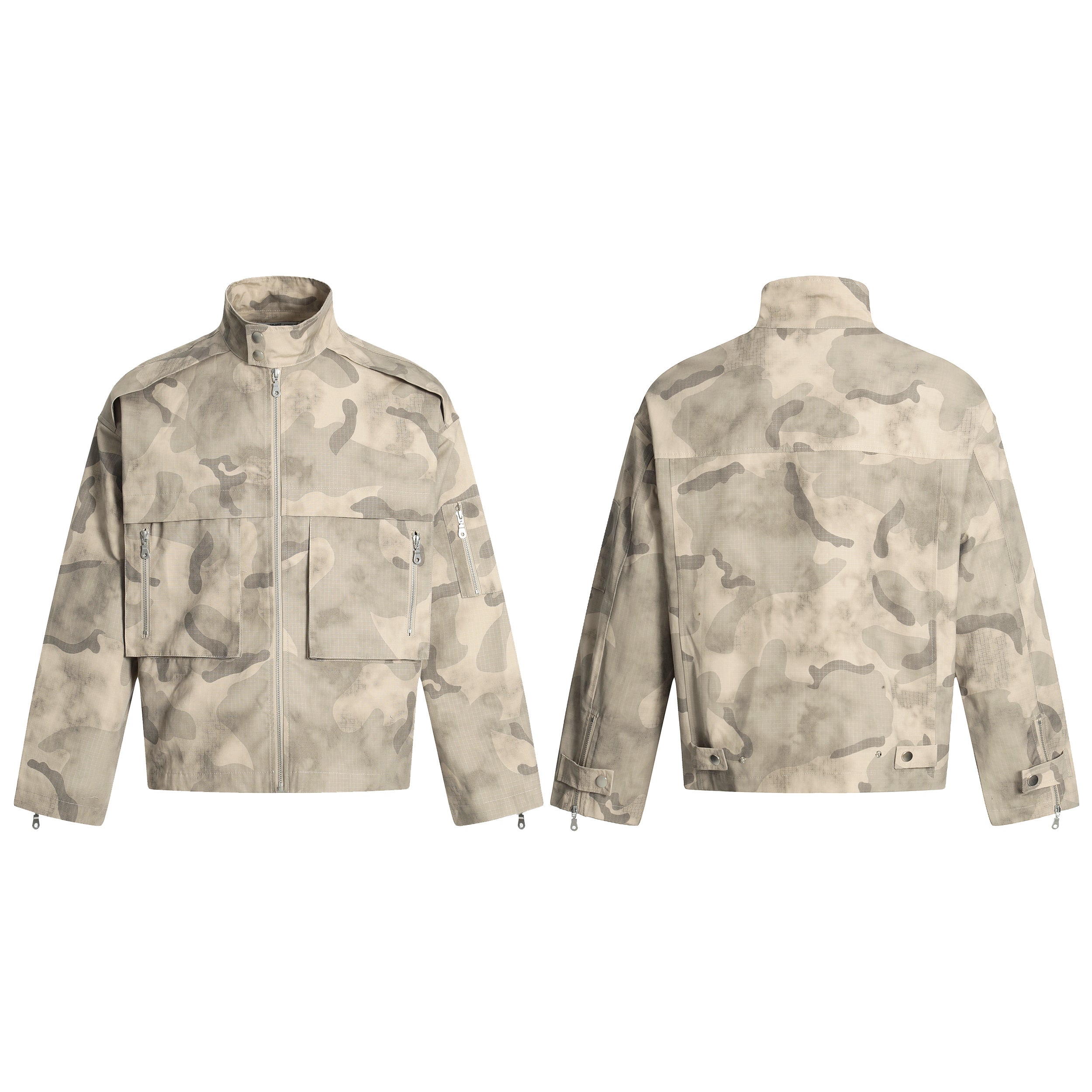 Retro Spliced Streetwear Outerwear | Camouflage Cargo Jacket - Santo