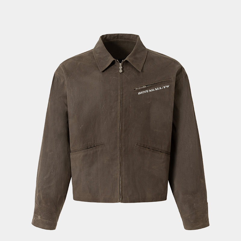 Vintage Minimal Workwear | Zip-Up Jacket