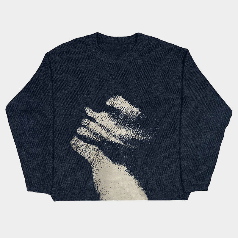 Abstract Embrace | Artistic Graphic Knit Sweater - Santo