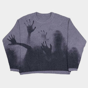 Fading Shadows | Haunted Graphic Knit Sweater - Santo
