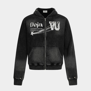 Washed Gradient | Black Zip Up Hoodie - Santo