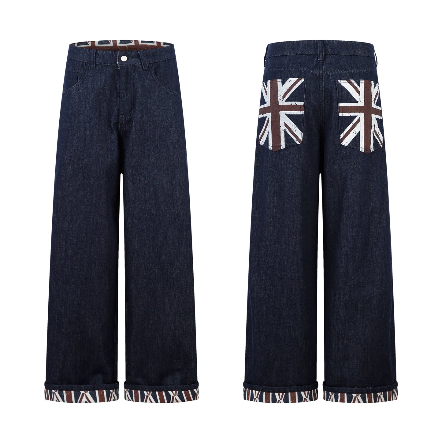 Retro Spliced Streetwear Denim | Y2K Wide Leg Baggy Jeans - Santo