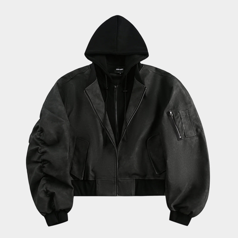 Techwear Style | Layered Hooded Bomber Jacket - Santo