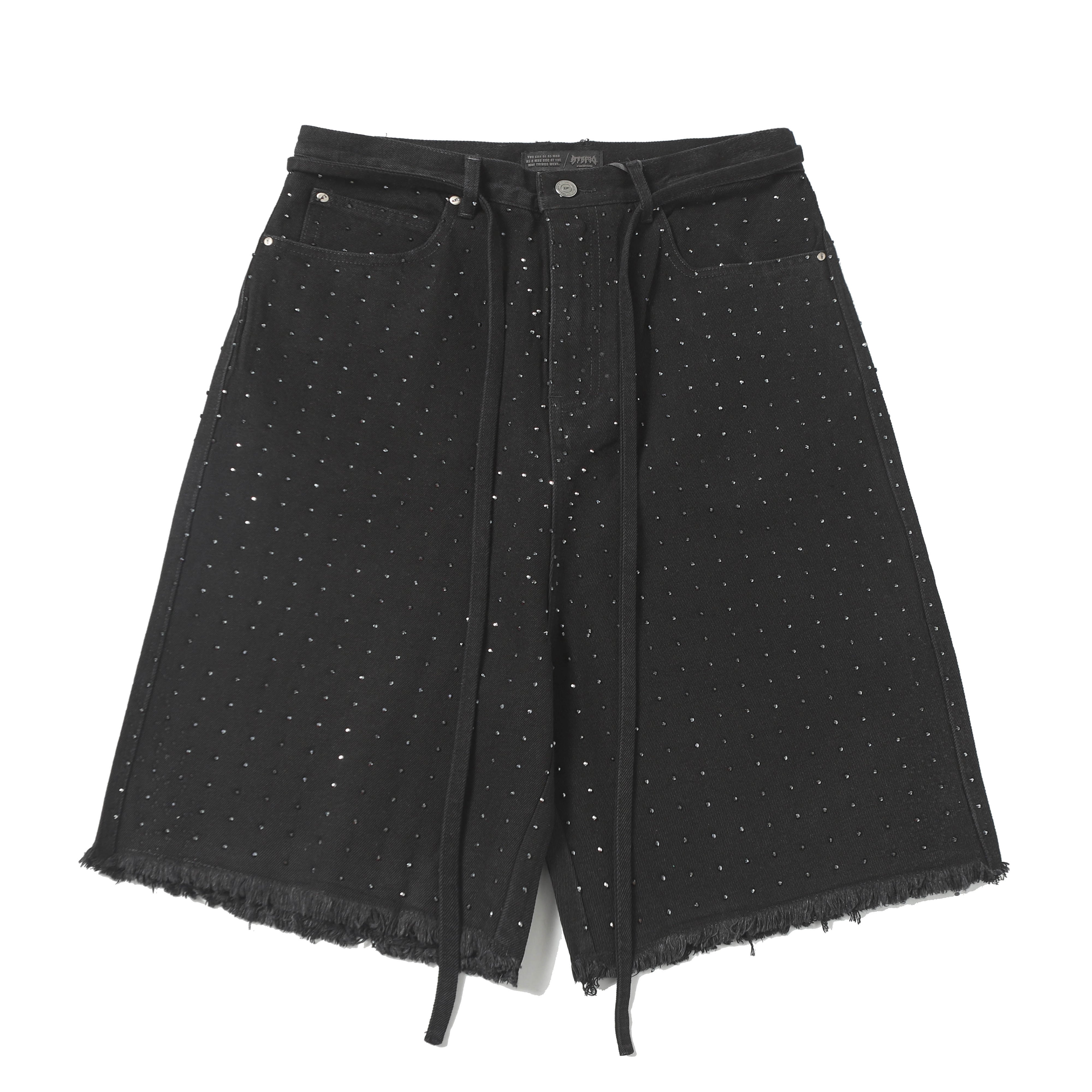 Rhinestone Frayed | Denim Shorts
