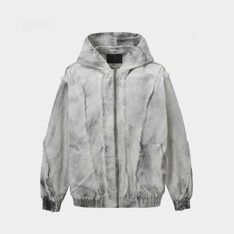 Washed Fray Edge | Hooded Jacket - Santo