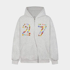 Emoji Art 27 Print | Zip-Up Hoodie - Santo