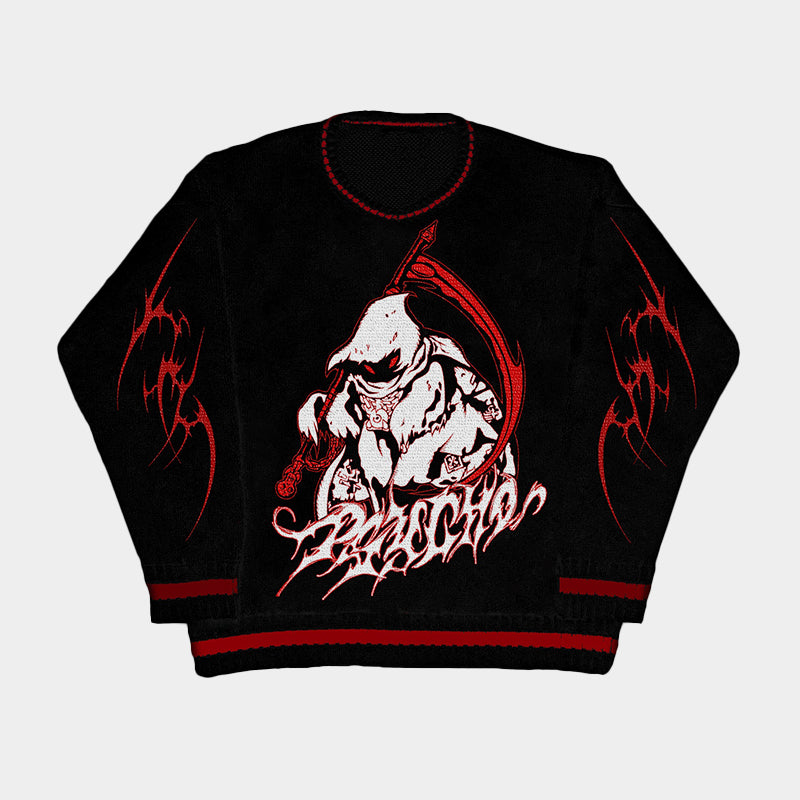 Psycho Reaper | Dark Graphic Knit Sweater - Santo