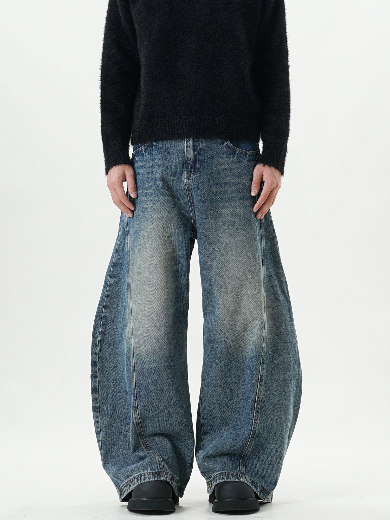 Men's Balloon-Leg Washed Denim Trousers