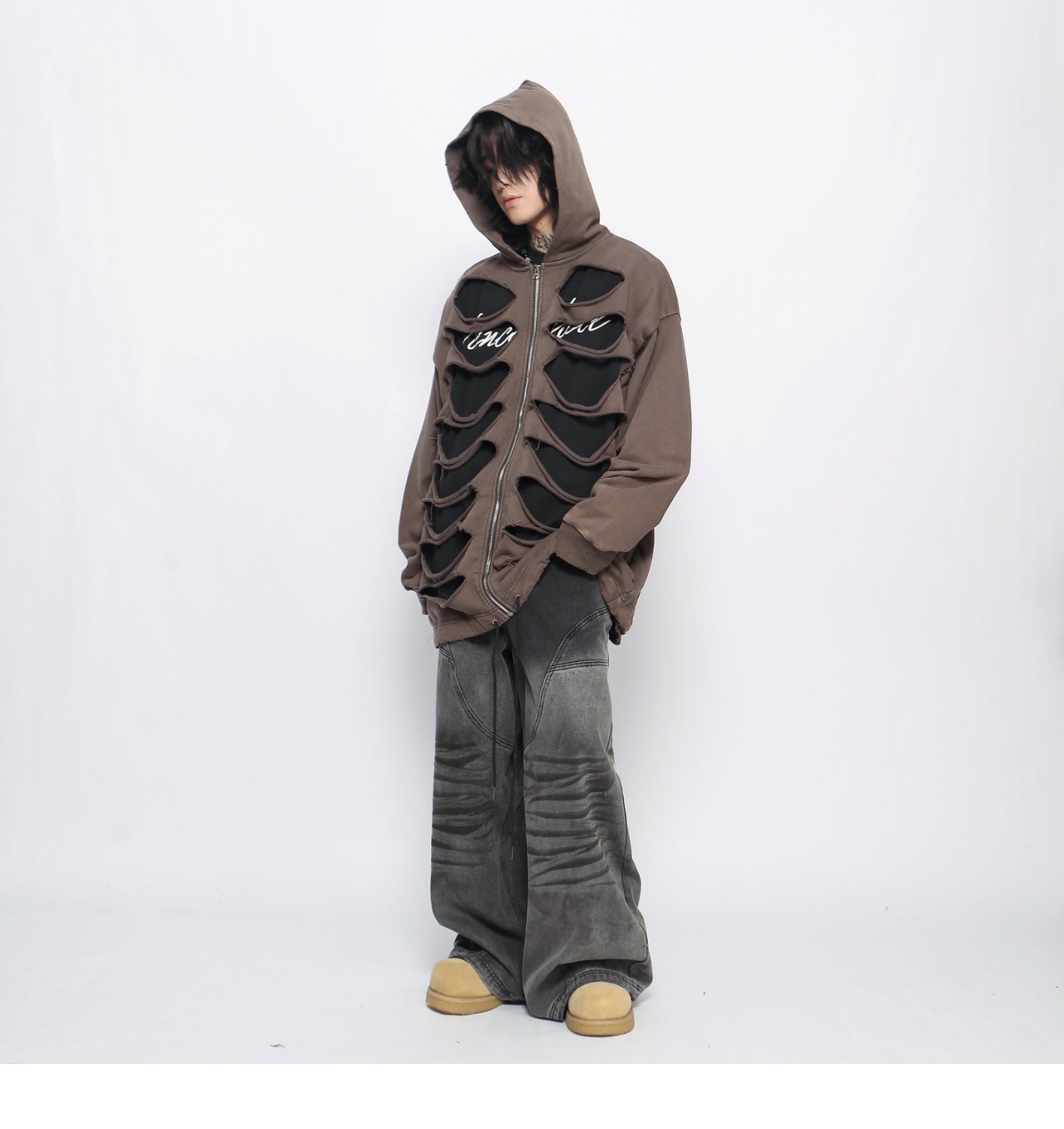 Ripped Edge | Full-Zip Layered Hoodie