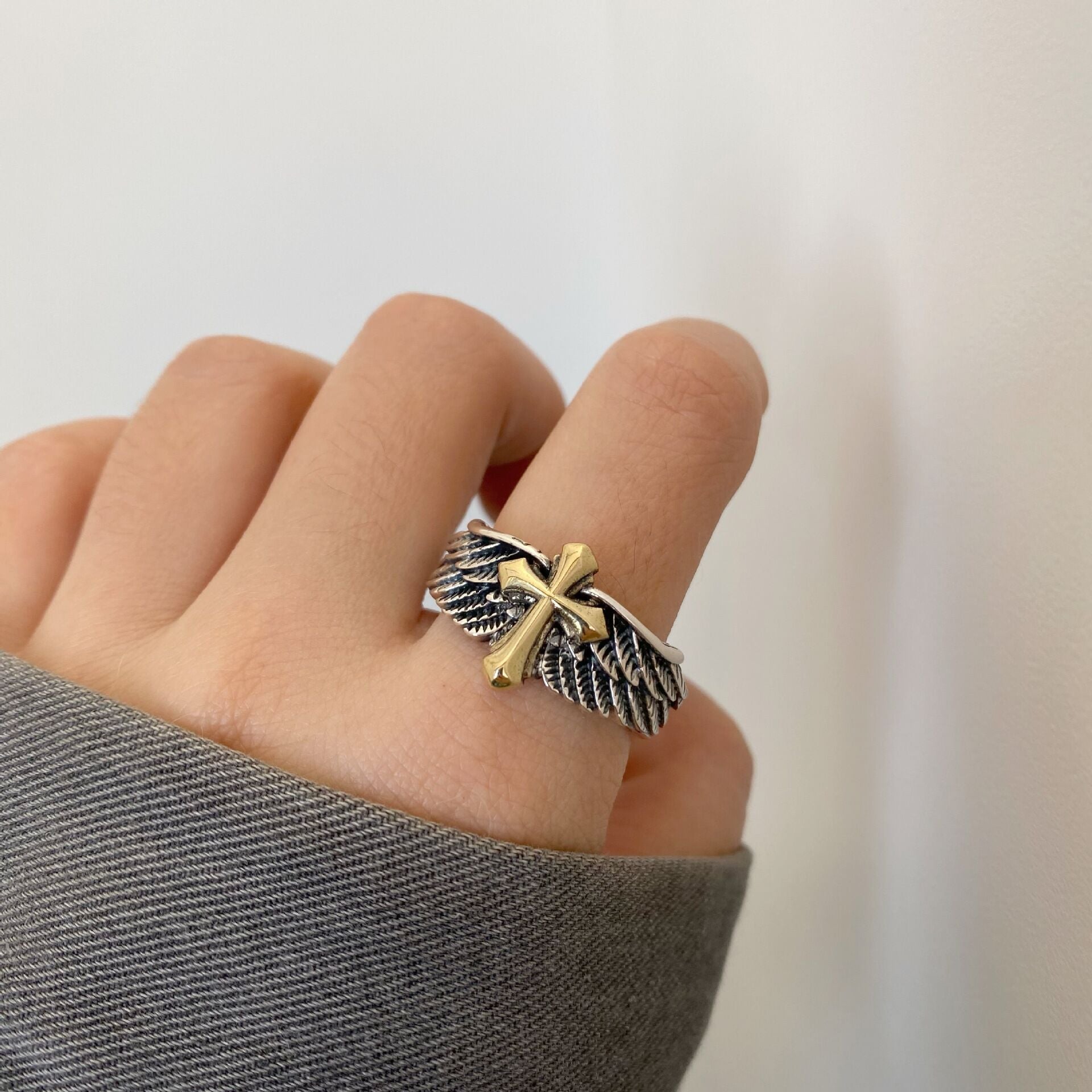 Gothic Unisex Cross Ring Woman Man Punk Jewelry Hip Hop Ring Accessories Vintage Fashion Party Gifts - Santo