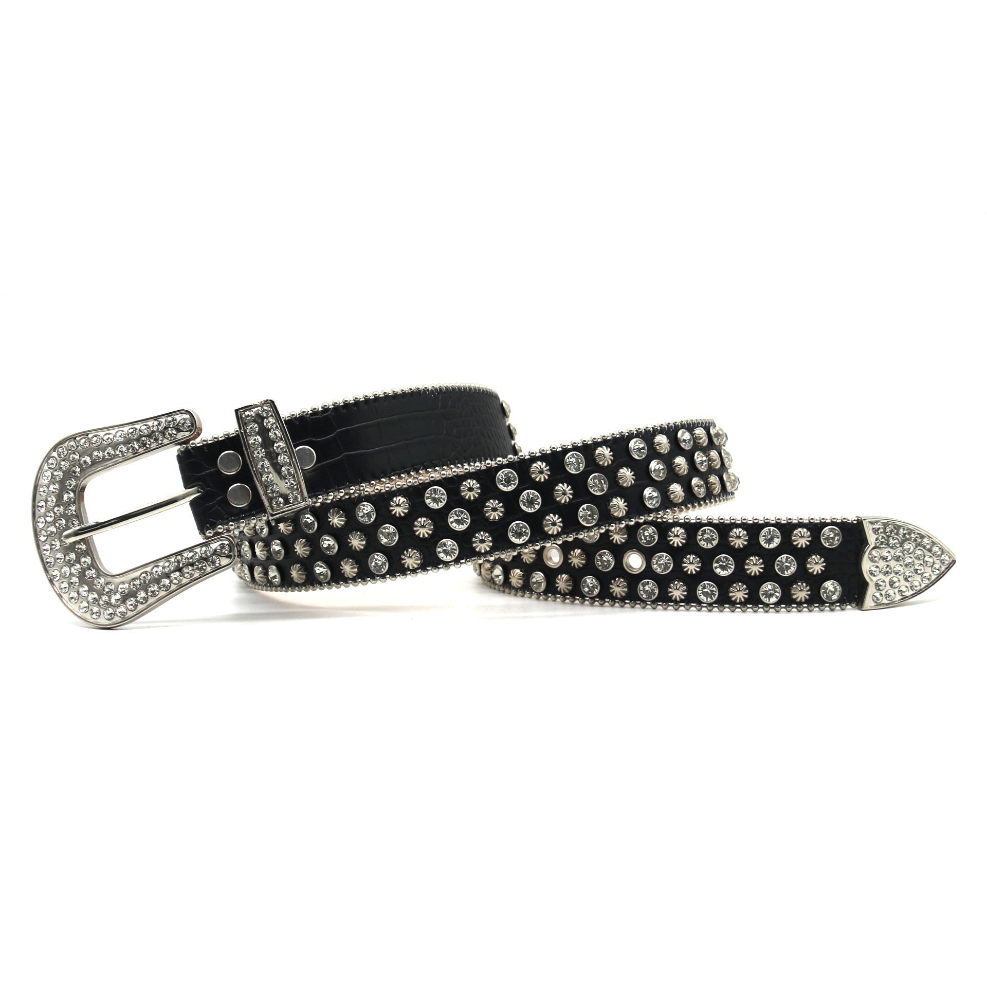 Y2k Punk Cowboy Crystal Fashion Diamond Studded Belt Rhinestones Belt For Jean Belts Ladies Women - Santo