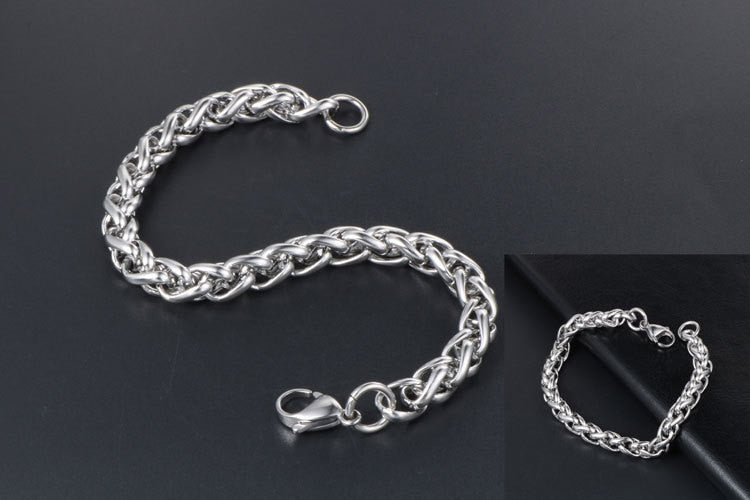 Gothic Unisex Wheat Spike Chain Bracelet Vintage Hip Hop Fashion Accessories Woman Man Punk Jewelry - Santo