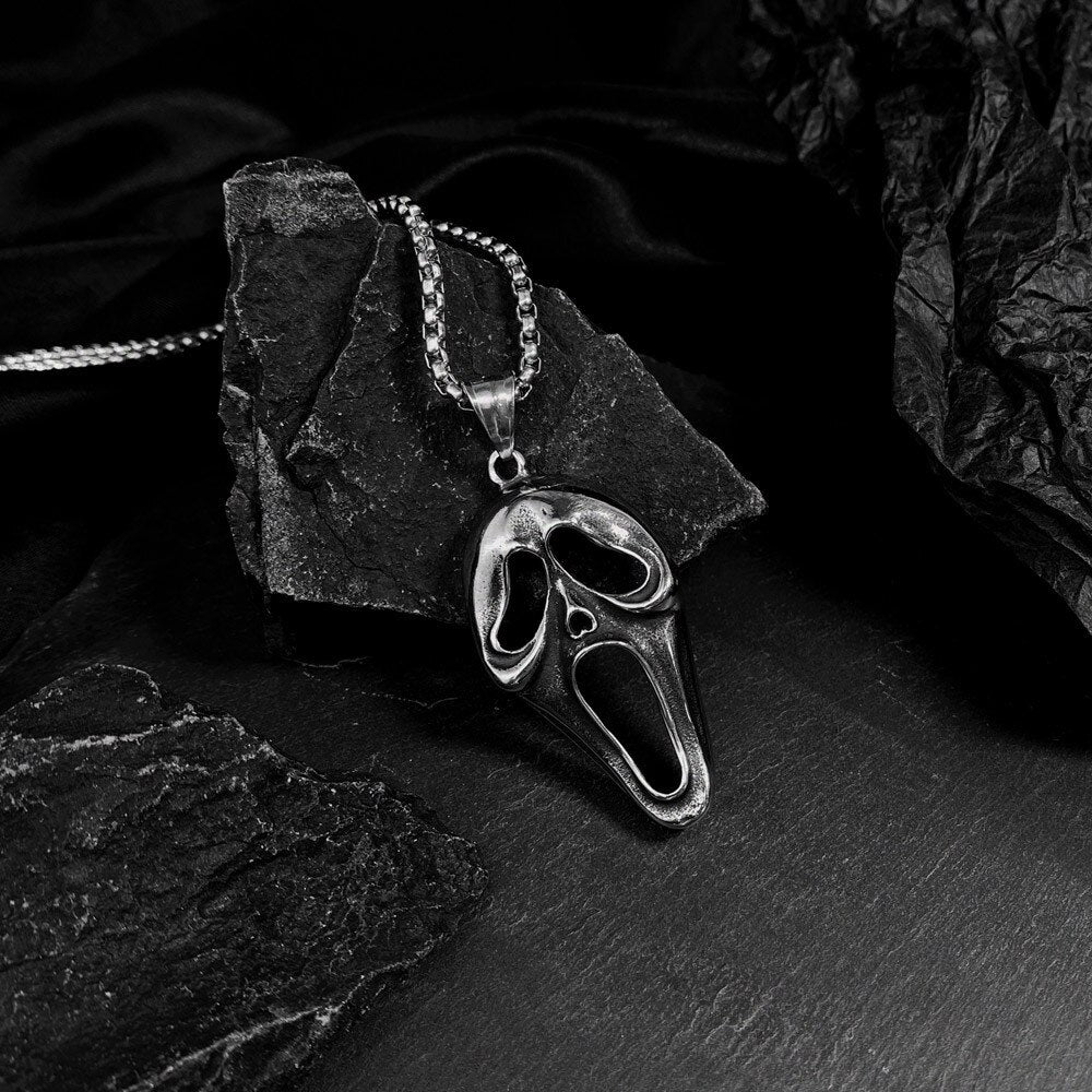 Punk Necklaces Jewelry Woman Man Unisex Soul Mask Drop Necklace Gothic  Hip Hop Vintage Accessories Fashion Gift - Santo