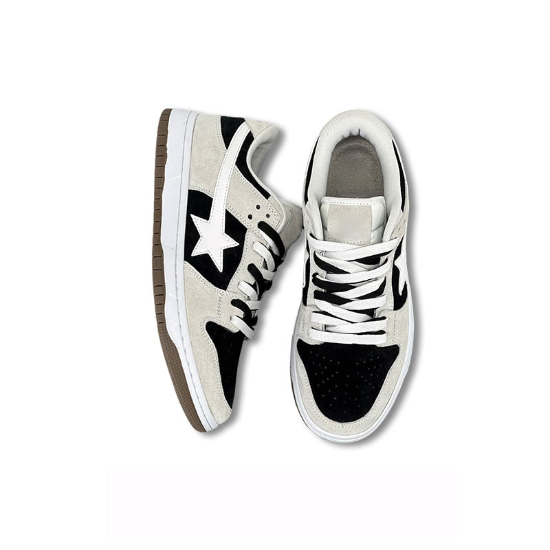 Star Series Green White Sneakers Shoes Men Sports Running Shoes Anti-slip Tenis Comfortable Suede Color Block Patchwork Shoes - Santo