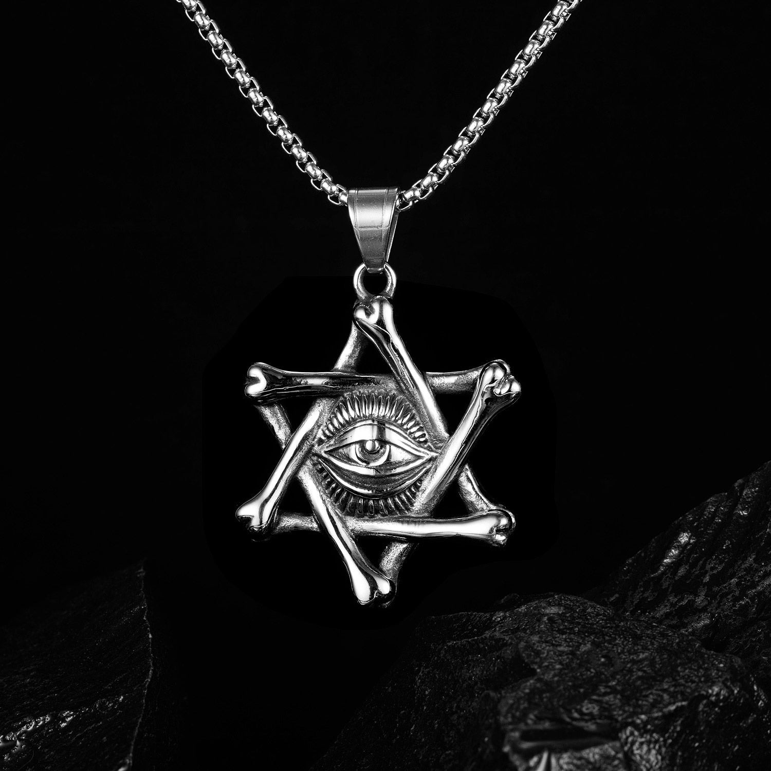 Hip Hop Vintage Accessories Unisex Hexagon Devil's Eye Necklace Gothic Punk Necklaces Jewelry Woman Man Fashion Gift - Santo