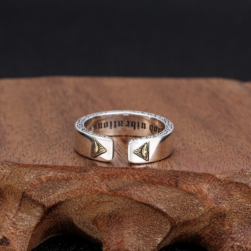 Vintage Unisex Gothic Eye Of God Letter Ring Gothic Woman Man Punk Jewelry Hip Hop Ring Accessories Fashion Party Gifts - Santo