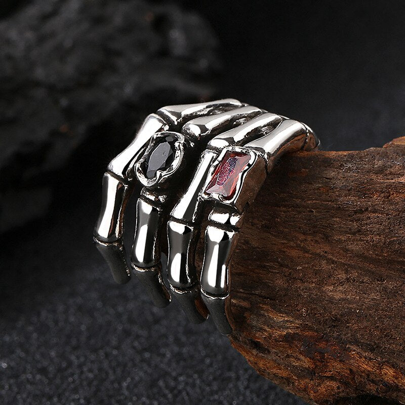 Gothic Hip Hop Ring Accessories Unisex Skeleton Hand Palm Ring Fashion Party Gifts Vintage Woman Man Punk Jewelry - Santo