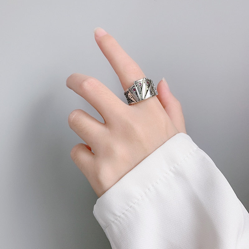 Gothic Unisex Poker Ring Woman Man Punk Jewelry Fashion Party Gifts Hip Hop Ring Accessories Vintage - Santo