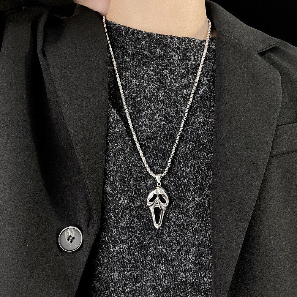 Punk Necklaces Jewelry Woman Man Unisex Soul Mask Drop Necklace Gothic  Hip Hop Vintage Accessories Fashion Gift - Santo