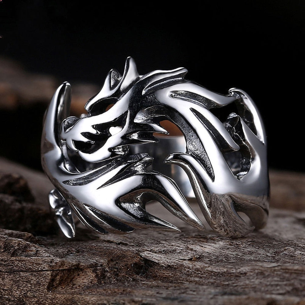 Gothic Unisex Double Dragon Pattern Ring Fashion Party Gifts Vintage Hip Hop Ring Accessories  Woman Man Punk Jewelry - Santo