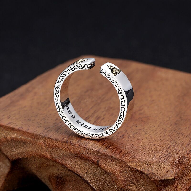 Vintage Unisex Gothic Eye Of God Letter Ring Gothic Woman Man Punk Jewelry Hip Hop Ring Accessories Fashion Party Gifts - Santo