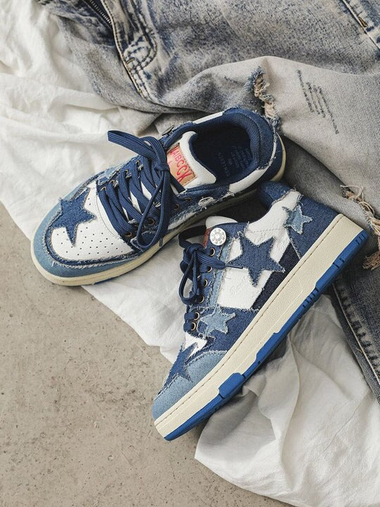 Vintage Street Denim Blue Shoes Men Women Sneakers Retro Comfortable Shoes Anti-slip Breathable Basic Jean Casual Shoes Unisex - Santo
