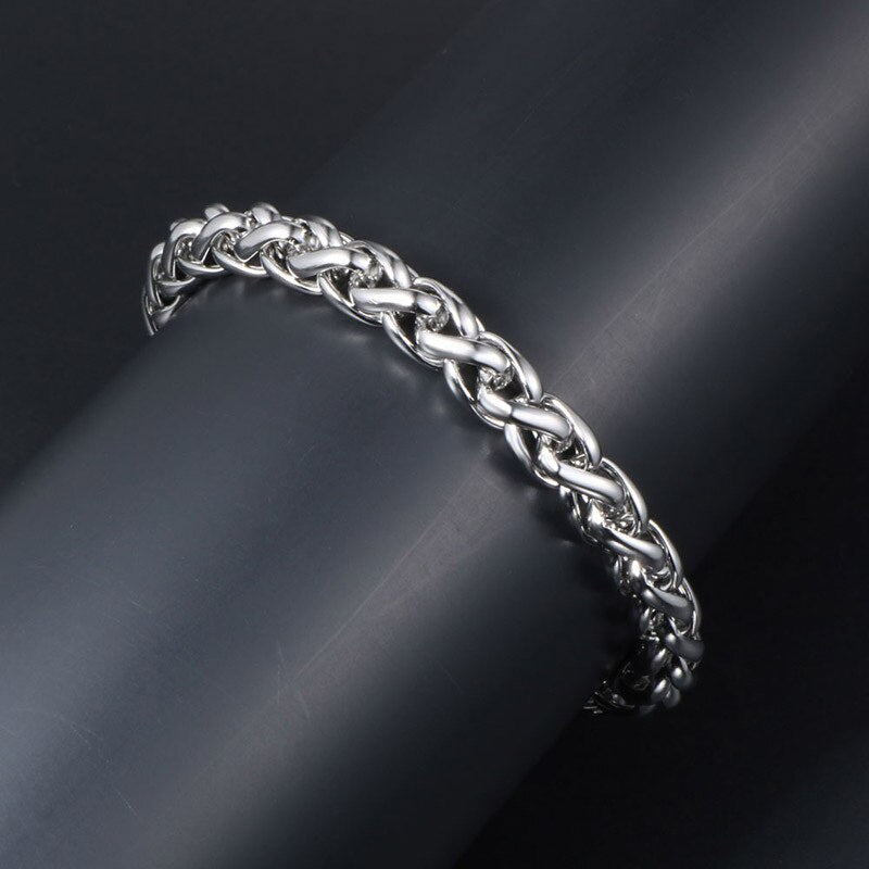 Gothic Unisex Wheat Spike Chain Bracelet Vintage Hip Hop Fashion Accessories Woman Man Punk Jewelry - Santo