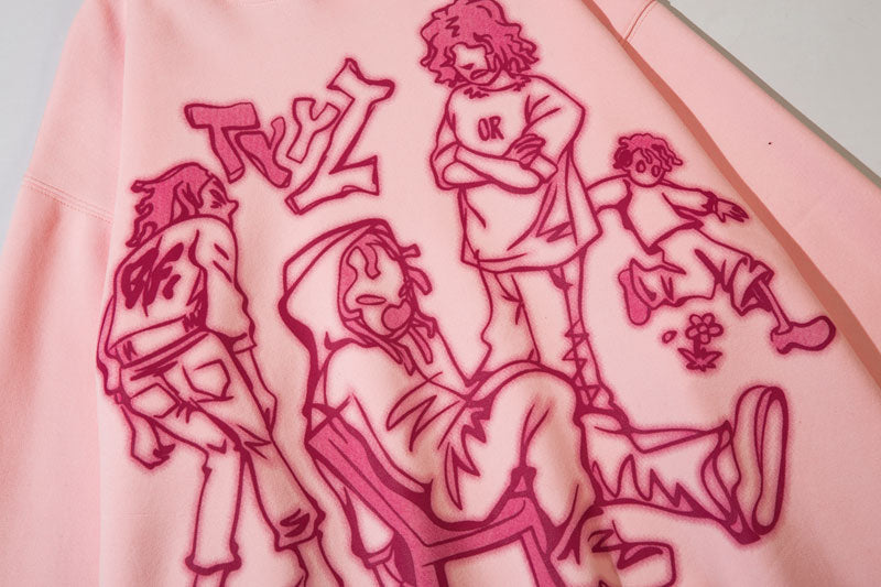 ' Anime Cartoon Print ' Hooded Sweatshirt - Santo