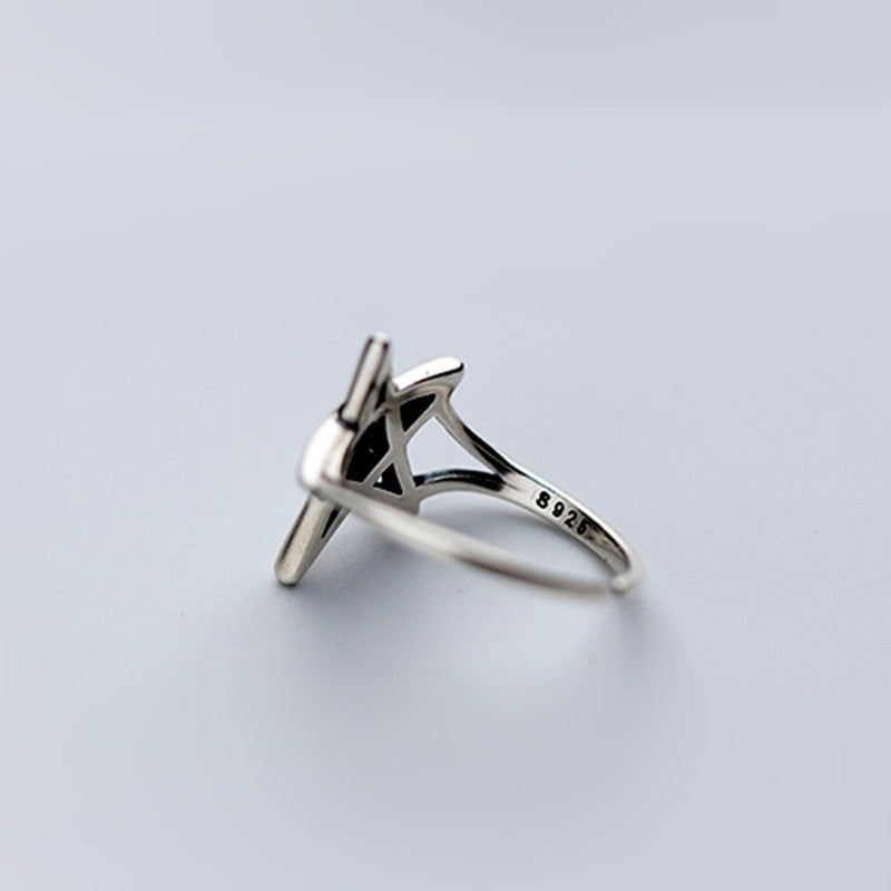 Vintage Unisex Pentagram Line Ring Gothic Hip Hop Ring Accessories Woman Man Punk Jewelry Fashion Party Gifts - Santo