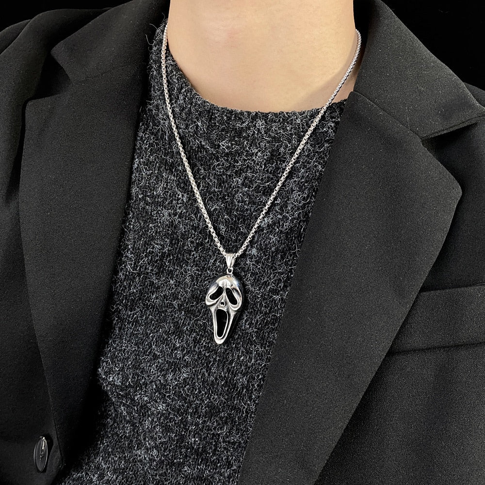 Punk Necklaces Jewelry Woman Man Unisex Soul Mask Drop Necklace Gothic  Hip Hop Vintage Accessories Fashion Gift - Santo