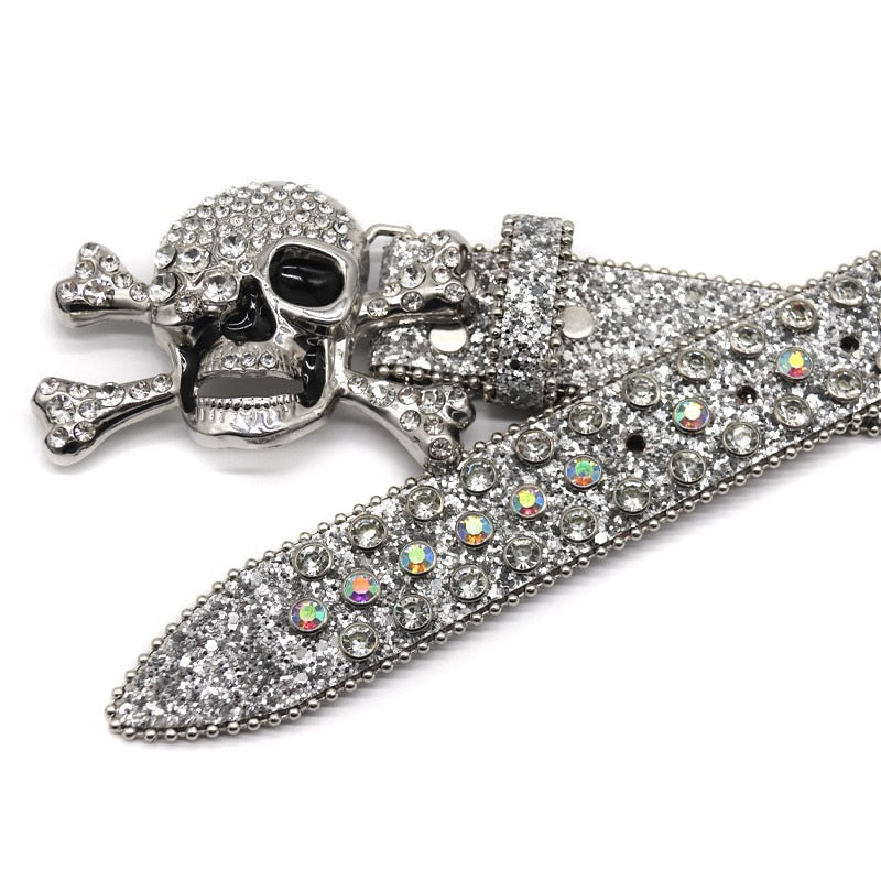 Belts Ladies Women Y2k Punk Cowboy Crystal Fashion Diamond Studded Belt Rhinestones Belt For Jean - Santo