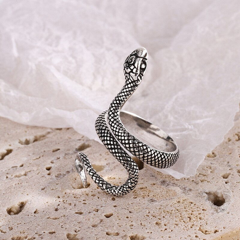 Gothic Unisex Cobra Ring Woman Man Punk Jewelry Hip Hop Ring Accessories Vintage Fashion Party Gifts - Santo