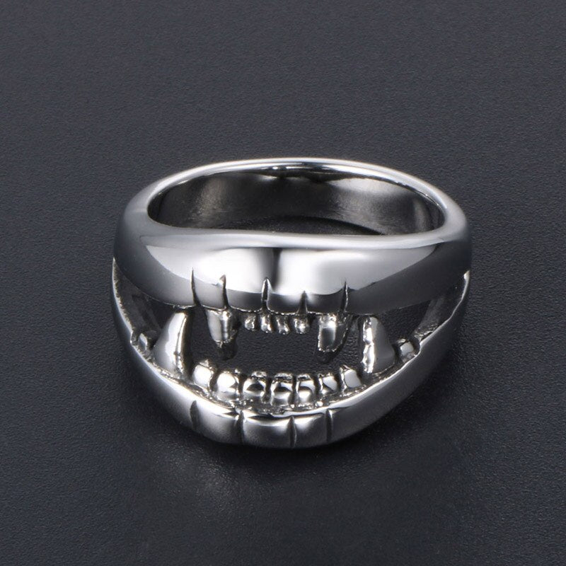 Gothic Unisex Vampire Teeth Ring Woman Man Punk Jewelry Fashion Party Gifts Vintage Hip Hop Ring Accessories - Santo