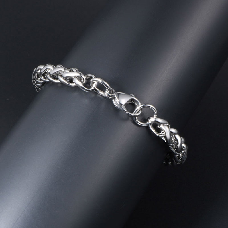 Gothic Unisex Wheat Spike Chain Bracelet Vintage Hip Hop Fashion Accessories Woman Man Punk Jewelry - Santo