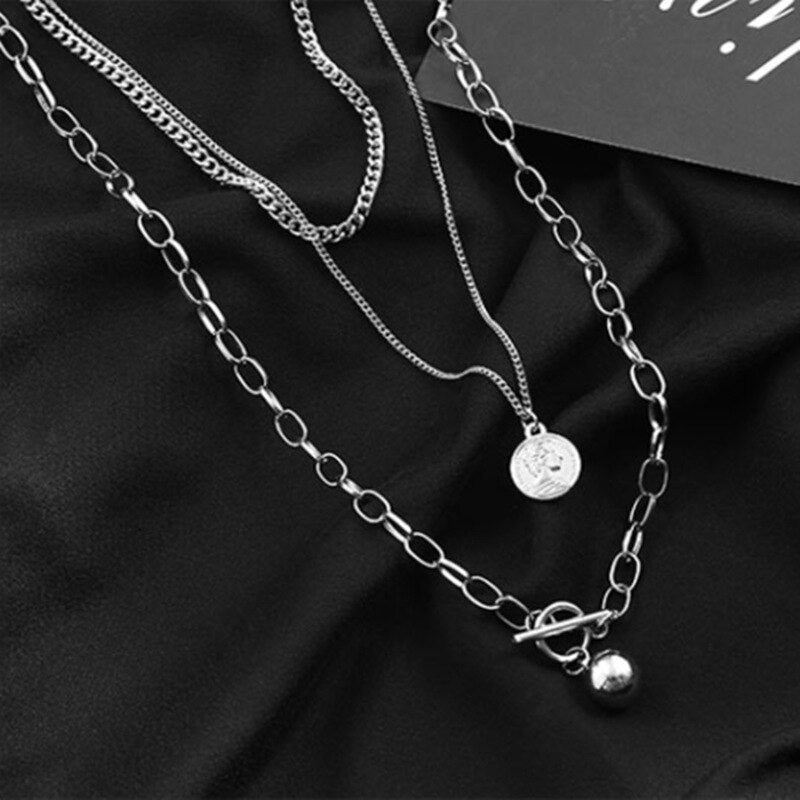 Unisex Cross Multi-layer Hanging Tag Necklace Gothic Punk Necklaces Jewelry Woman Man Hip Hop Vintage Accessories Fashion Gift - Santo