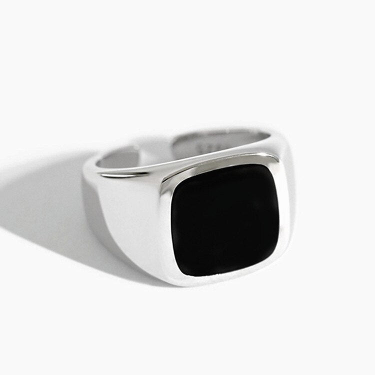 Hip Hop Ring Accessories Unisex Black Square Ring Gothic Vintage Woman Man Punk Jewelry Fashion Party Gifts - Santo